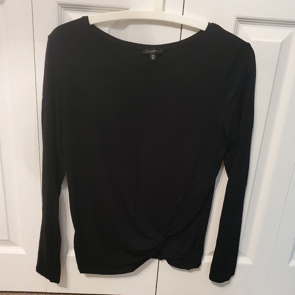 Dynamite Tops - NWOT Dynamite Long Sleeve Black Knot Front Shirt  size S